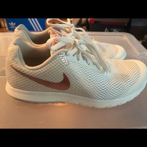 RoseGold and cream Nike sneakers